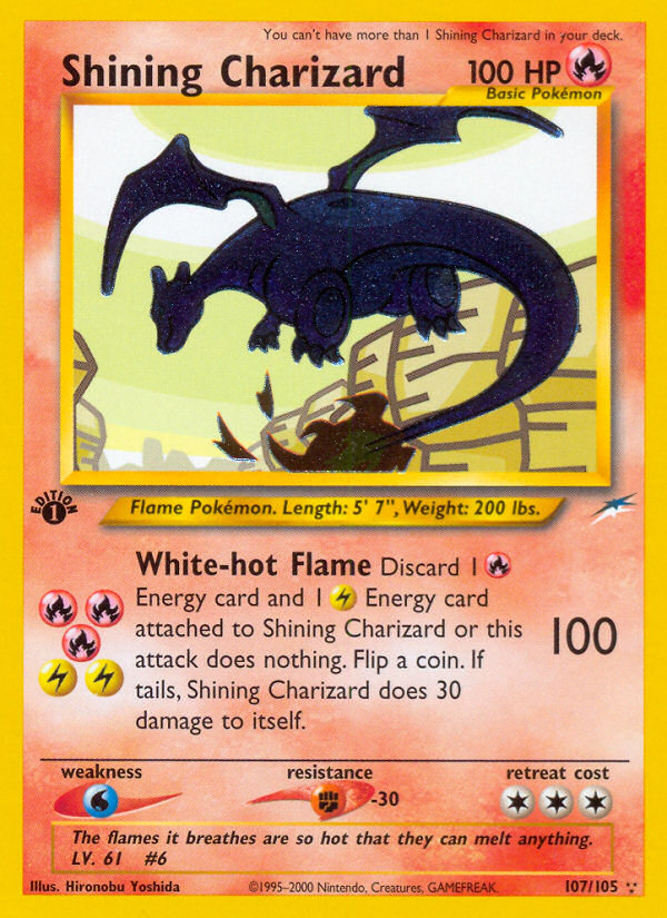 Pokémon Shining Charizard 107/105 Neo Destiny Near Mint, card scan, front