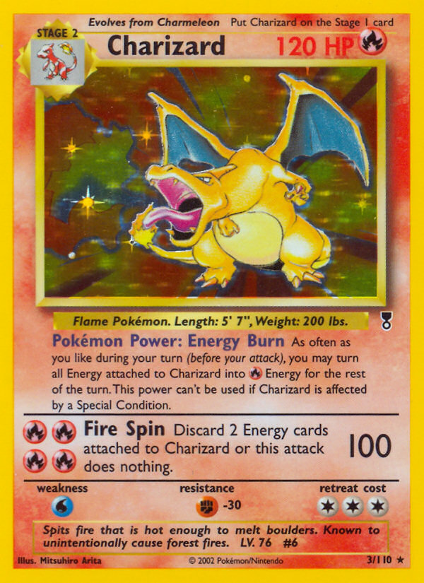 Pokémon Charizard 3/110 Legendary Collection PSA 9, card scan, front