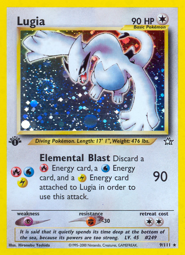 Pokémon Lugia 9/111 Neo Genesis, 1st Edition Near Mint, card scan, front