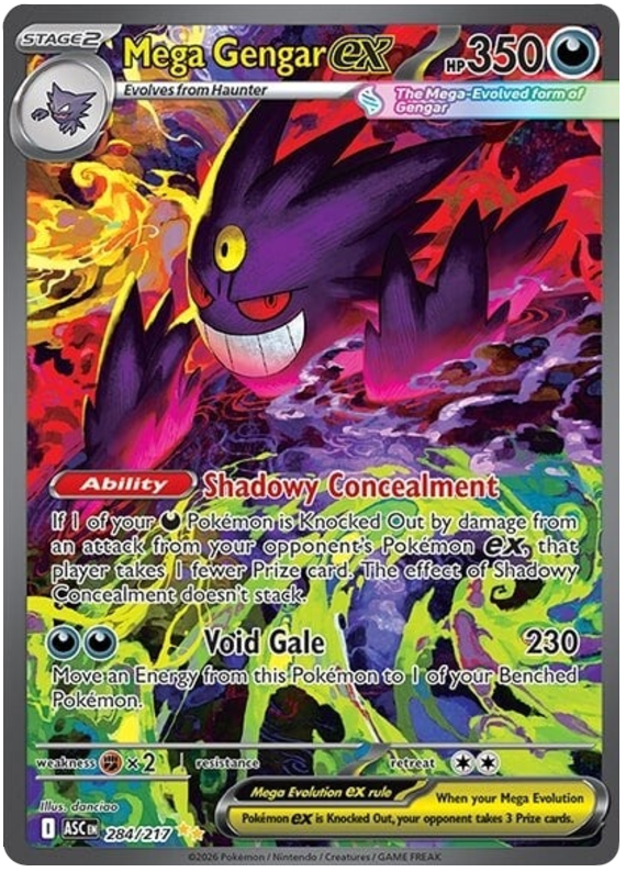 Pokémon Mega Gengar ex Special Illustration Rare 284/217 Ascended Heroes Near Mint, card scan