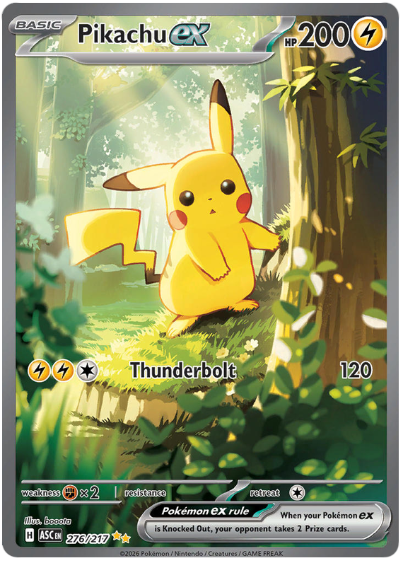 Pokémon Pikachu ex Special Illustration Rare 276/217 Ascended Heroes Near Mint, card scan