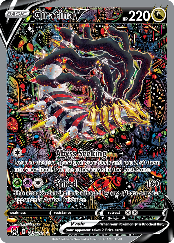 Pokémon Giratina V Alternate Art 186/196 Lost Origin PSA 10, high-resolution card scan, front